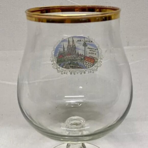 Vintage Koln/Rh. Fernseh Turm 270m City Scene Elegant Goblet Drinking Glass EUC - Picture 7 of 14